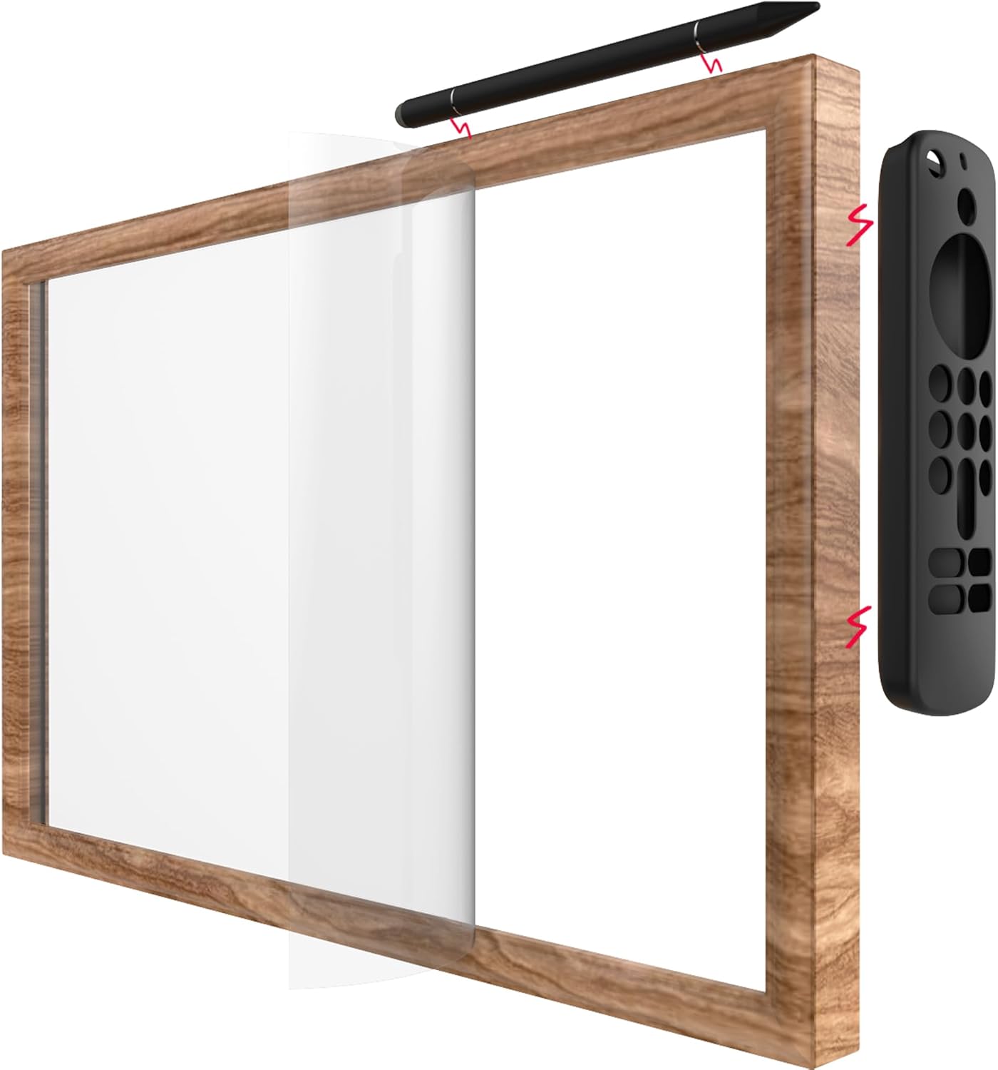 Wooden Frame with Magnet for Echo Show 15 - Light Brown Design