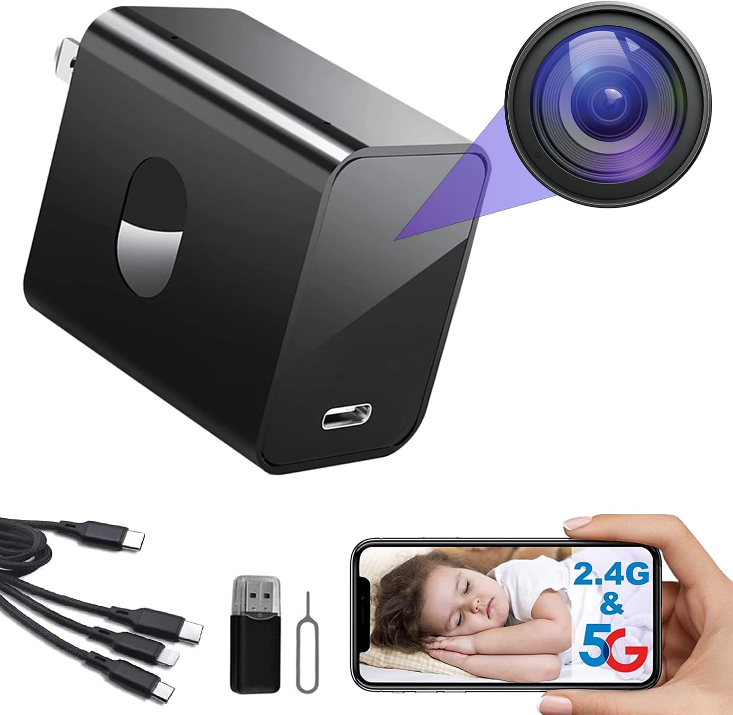 4K Nanny Cam Hidden Camera with Night Vision and Human Detection