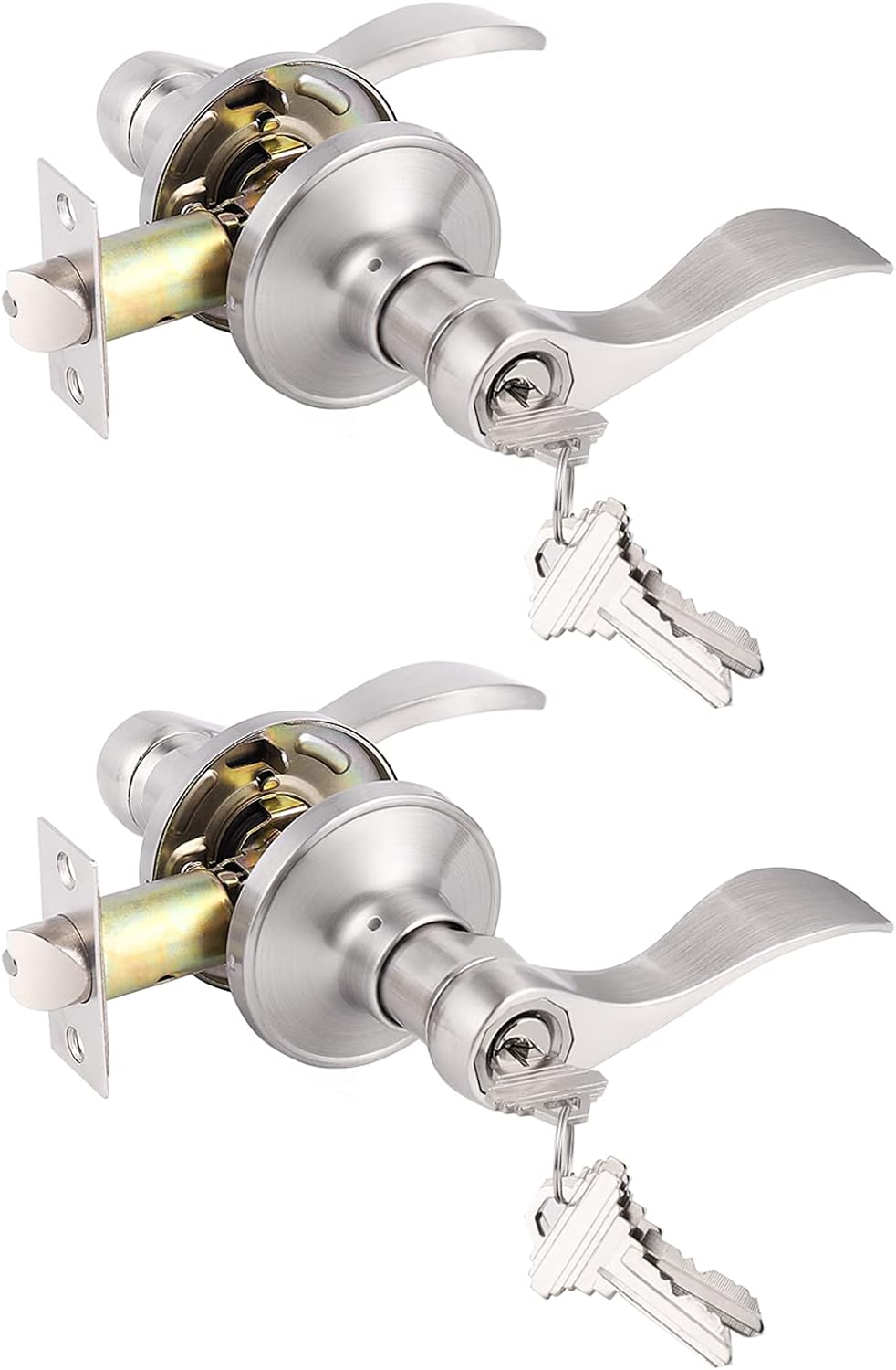 Gobrico Satin Nickel Keyed-Alike Door Handle Levers and Knobs