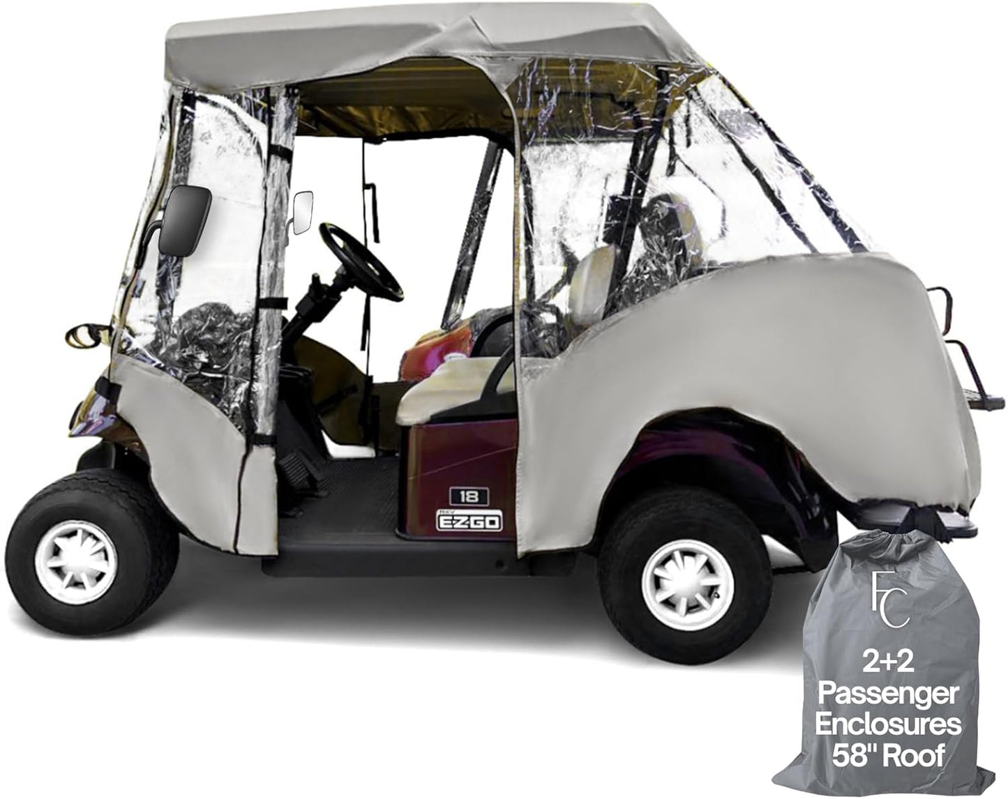 Formosa Covers 2+2 Golf Cart Enclosure for Drivable Rain Protection