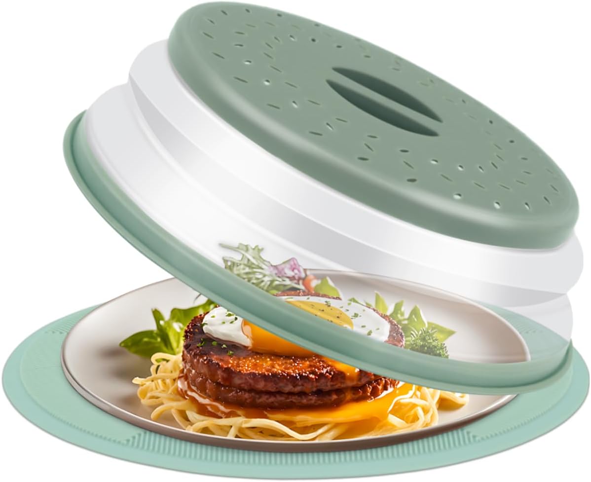 2-in-1 Silicone Splatter Cover & Trivet Set, Multi-use Kitchen Mat, Grey