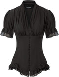 Scarlet Darkness Victorian Puff Sleeve Blouse - Dressy Peasant Top