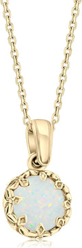14K Gold Plated Gemstone Necklace for Women - Dainty Opal Pendant