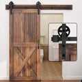 Single Wood Sliding Barn Door Hardware 12FT Track Kit - Smooth Glide