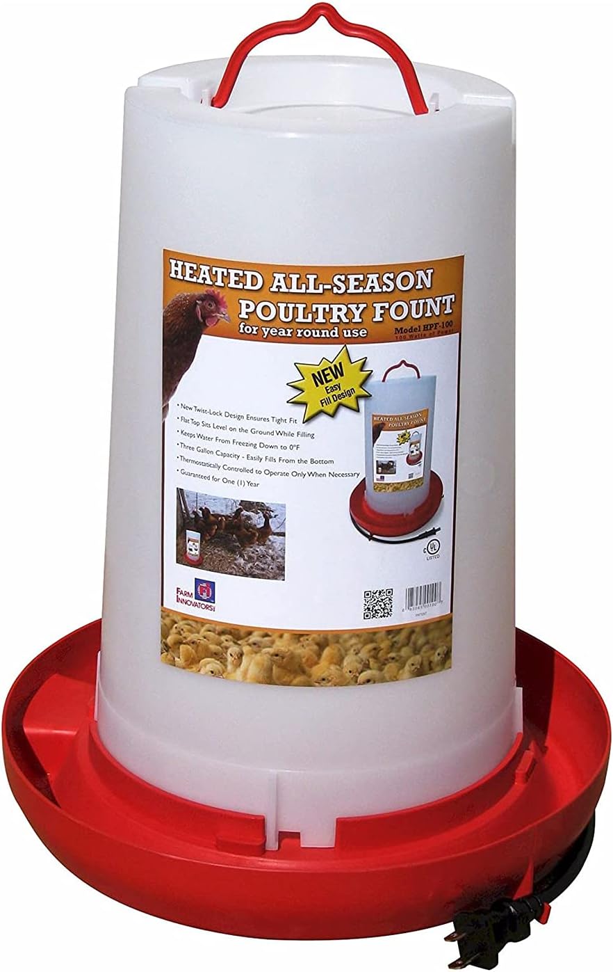Farm Innovators Heated Chicken Waterer - 3 Gallon