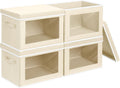 Storage Boxes with Lids 4 Pack - Large Fabric Storage Bins for Closet