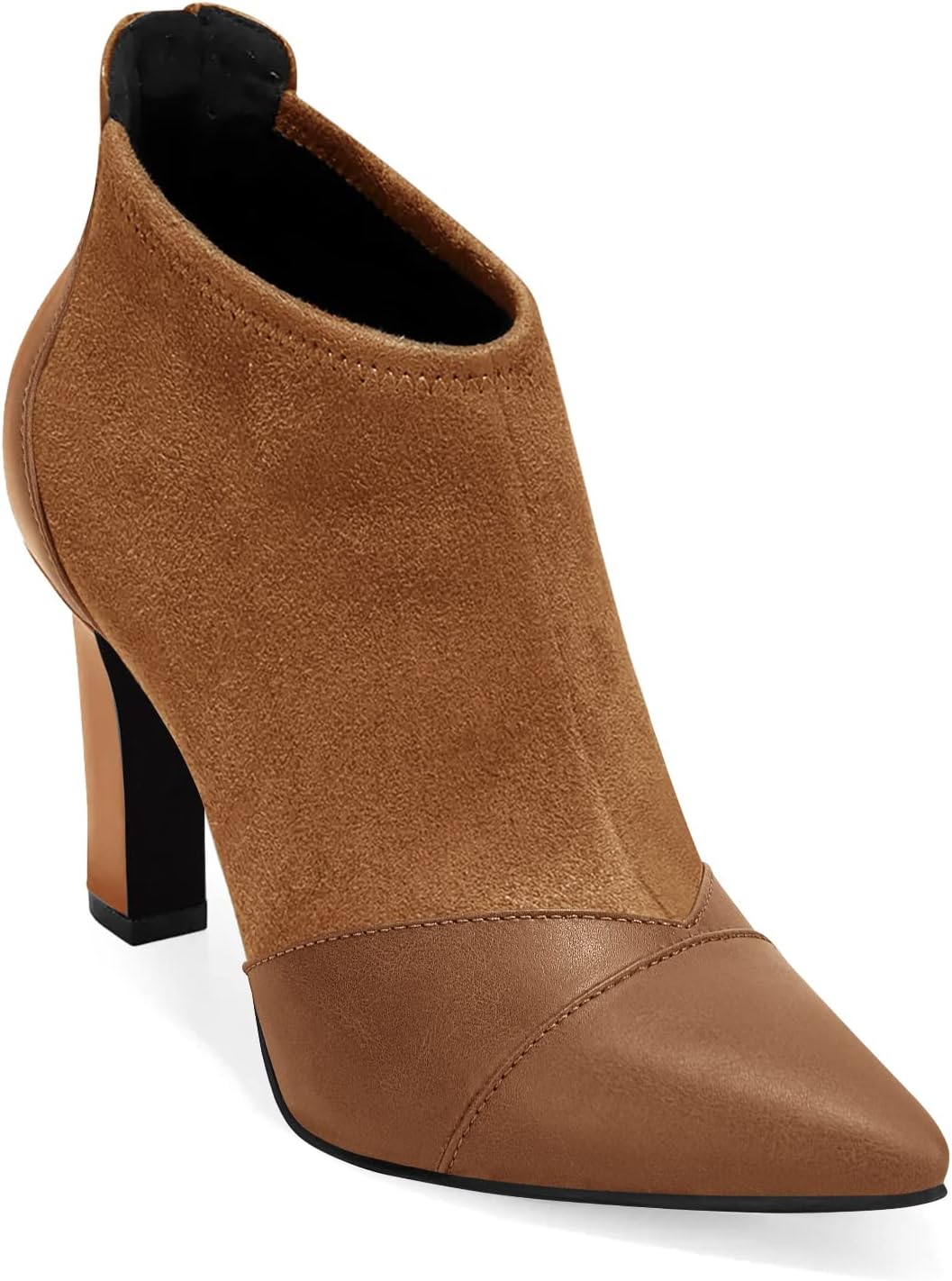 Coutgo Womens Ankle Booties with Pointed Toe and High Heel