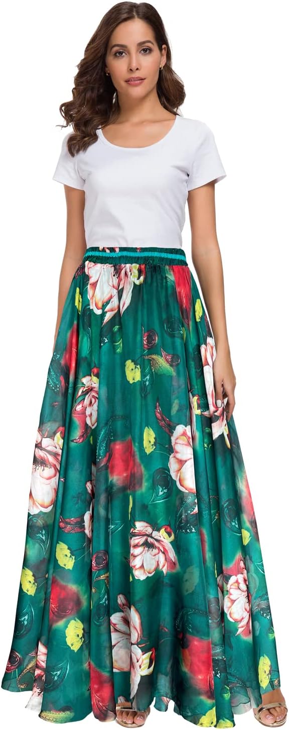 Afibi Women Full Length Chiffon Maxi Skirt for Beach Wear