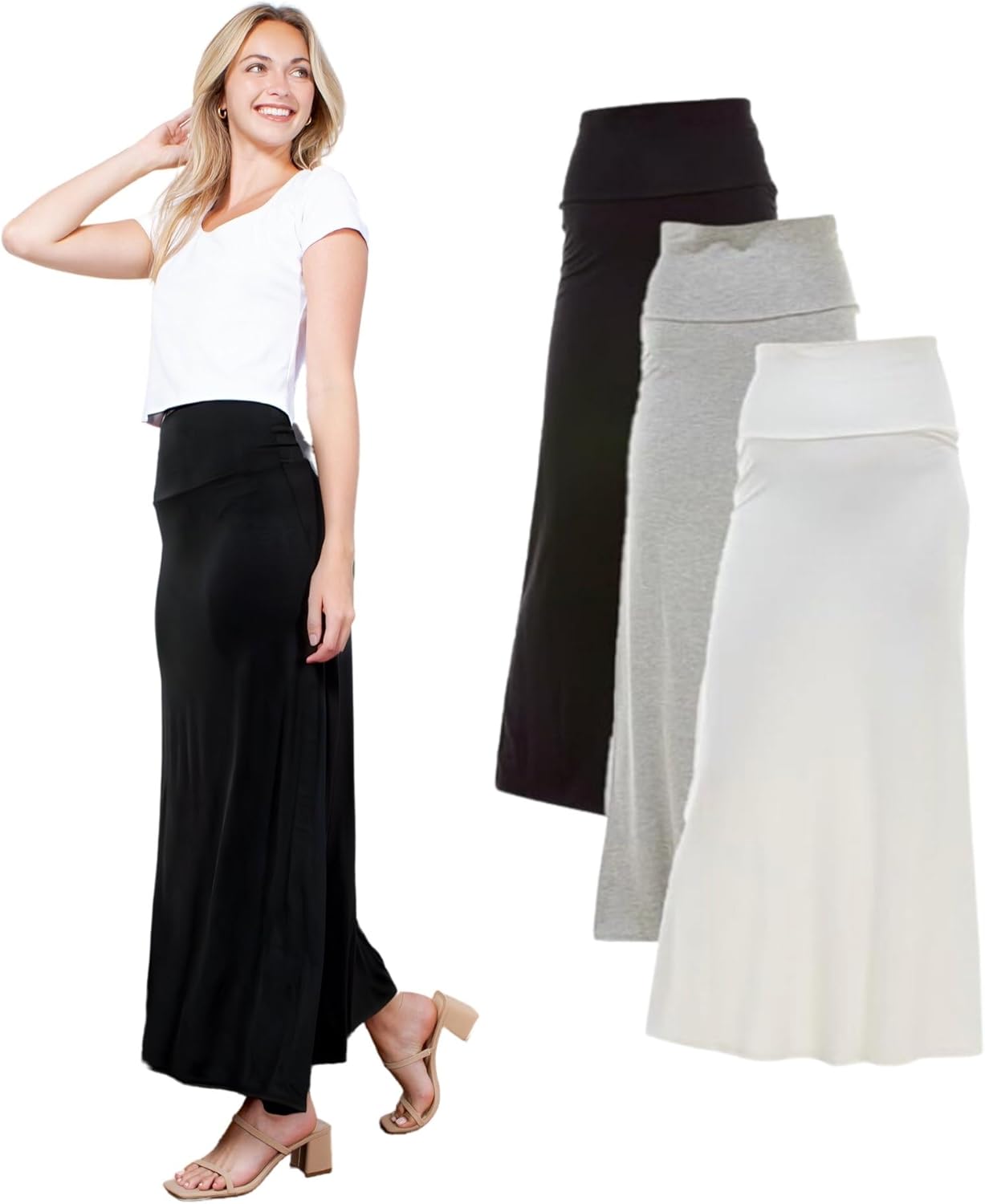 Azules Womens Maxi Skirt for Casual or Dressy Wear