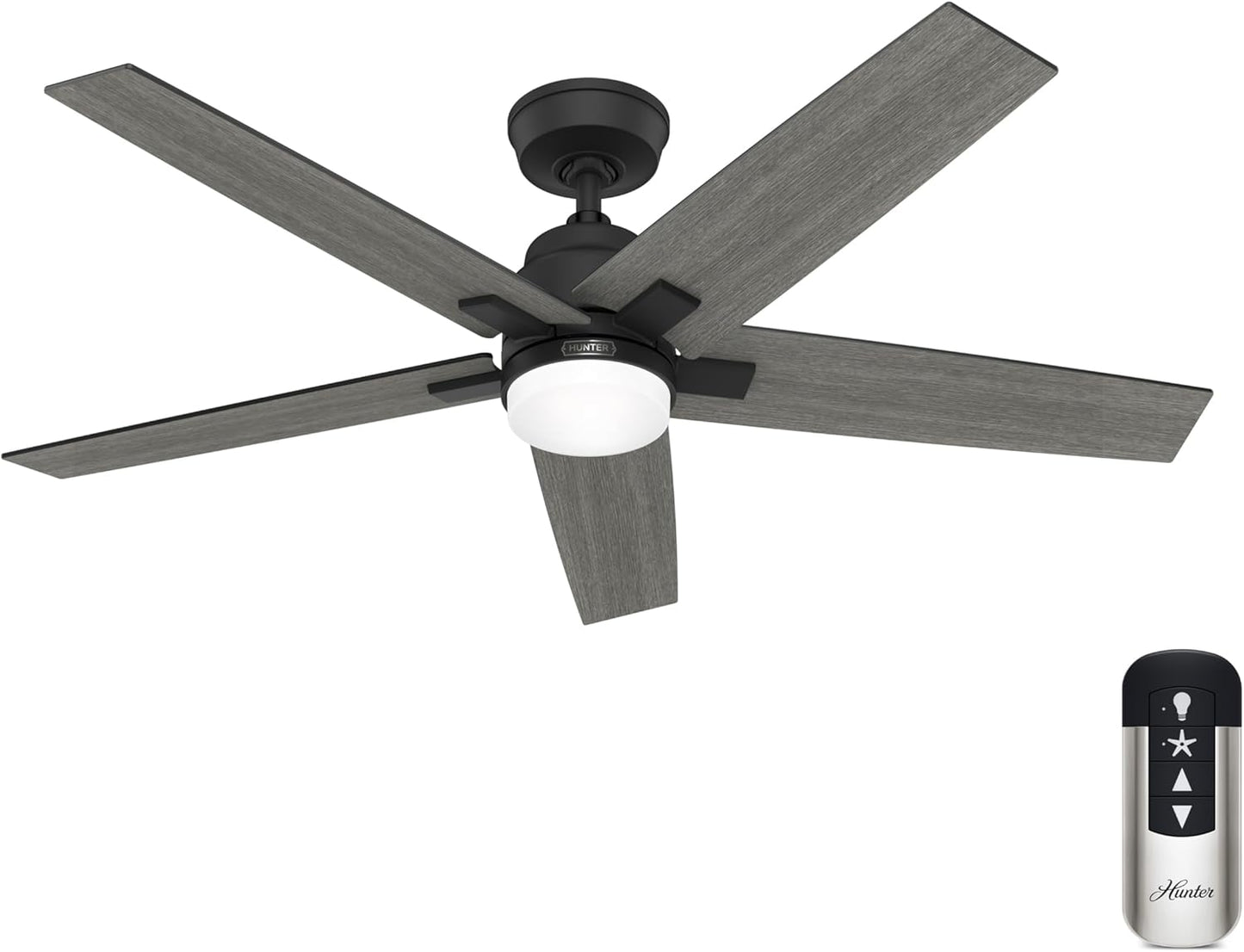 52 Inch Matte Black Indoor Ceiling Fan with LED Light and Remote