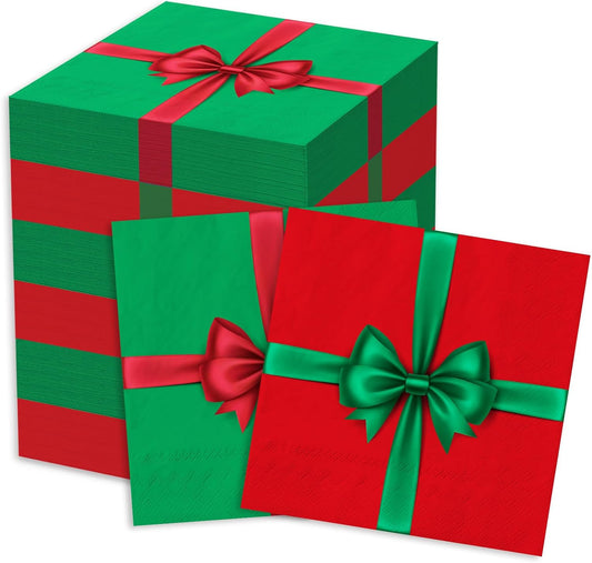 100Pcs Christmas Cocktail Napkins - Festive Beverage Napkins