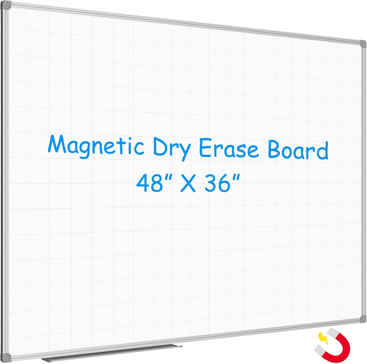 Magnetic Dry Erase Planning Board with Grid Pattern 48 x 36 in