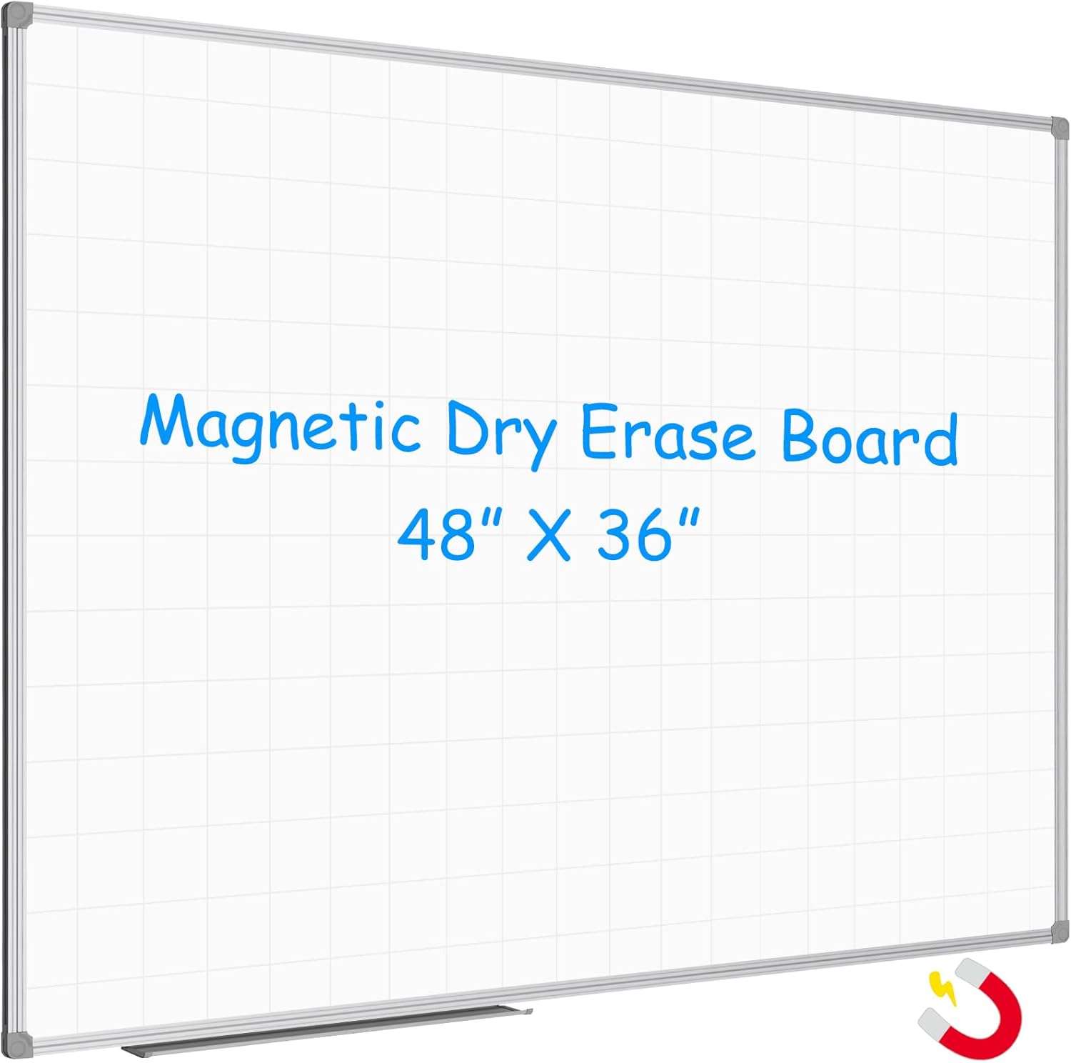 Magnetic Dry Erase Planning Board with Grid Pattern 48 x 36 in