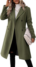 Womens Long Double Breasted Pea Coat - Slim Fit Mid-Length