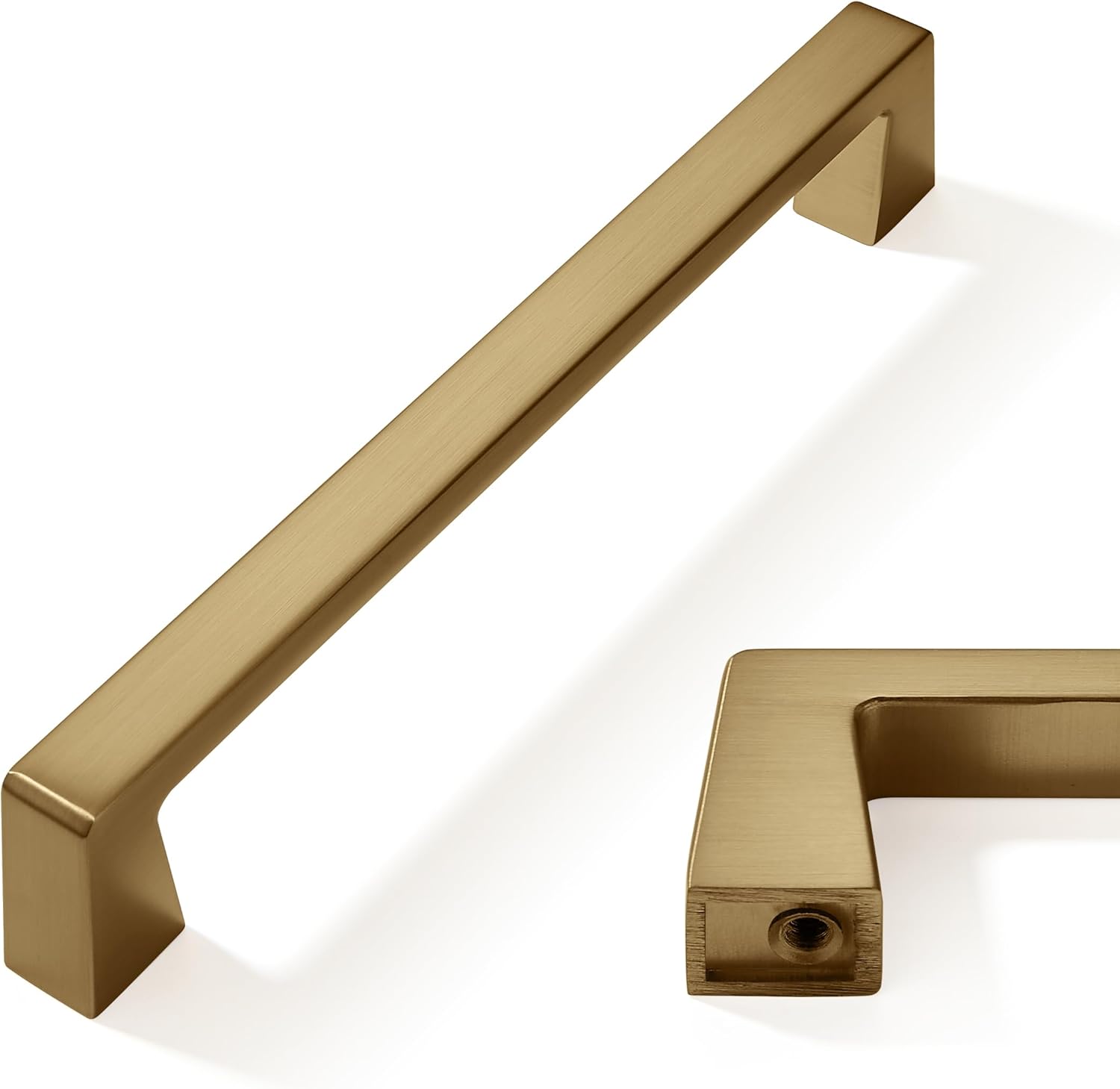 10 Pack 8 inch Solid Brushed Gold Cabinet Handles for Kitchen