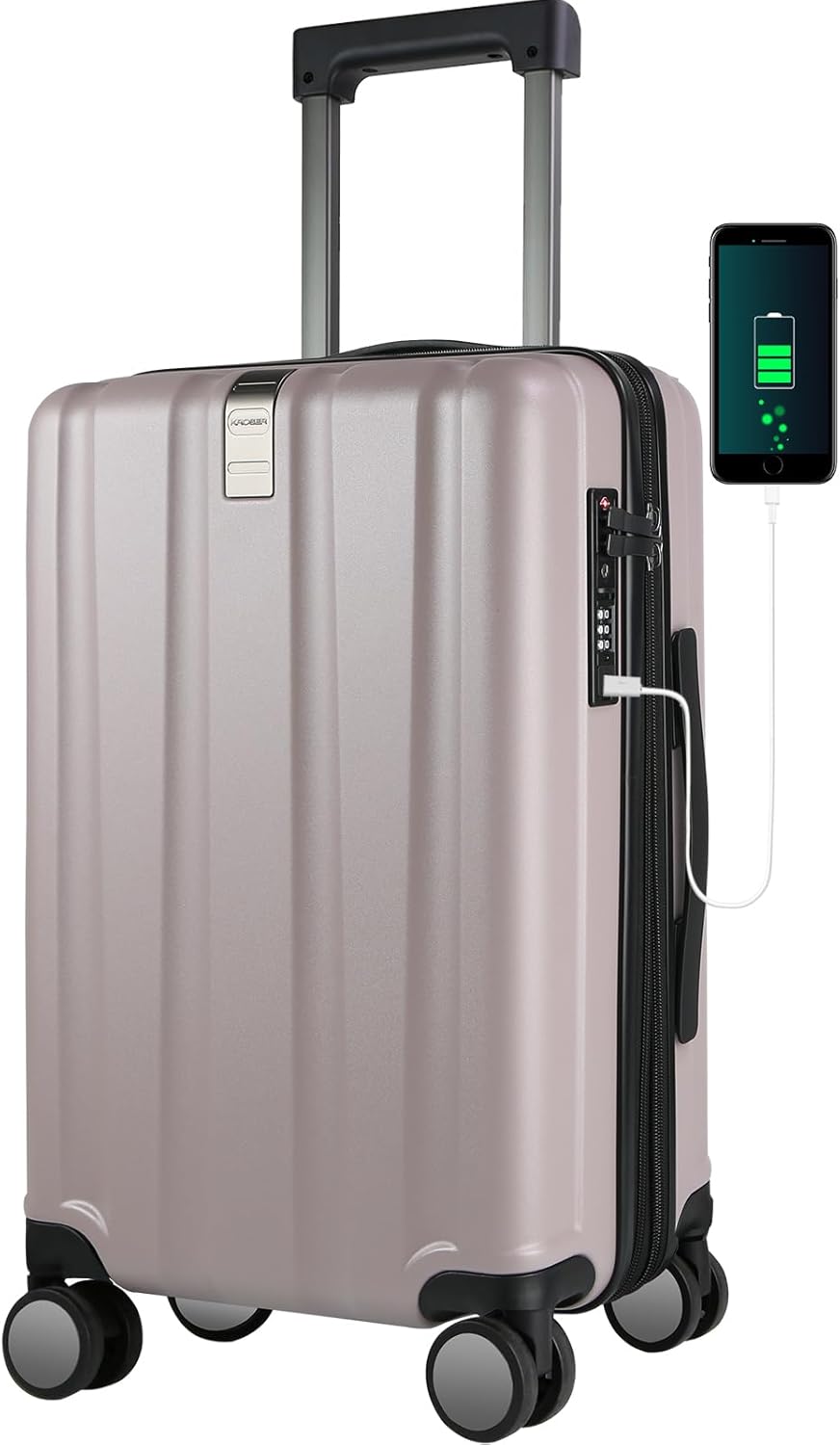KROSER Hardside Expandable Carry On Luggage with USB Port