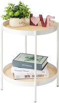 danpinera All Metal Side Table, 2 Tier Round Nightstand - Compact