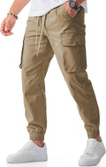 Men's Cargo Joggers with Elastic Waist - Stretch Tapered Sweatpants