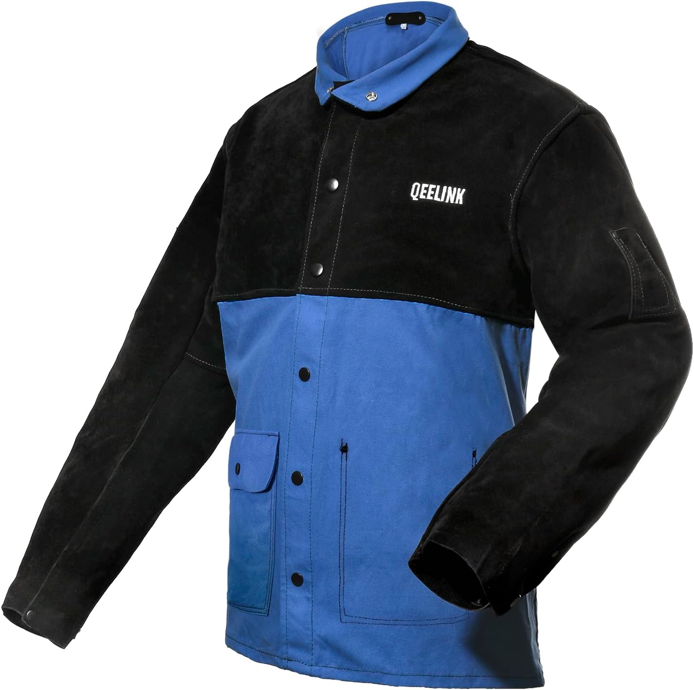 QeeLink Welding Jacket with Split Leather Sleeves for Safety