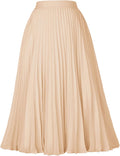 High Elastic Waist Pleated Chiffon Skirt Midi Swing A-line Skirt KARIN