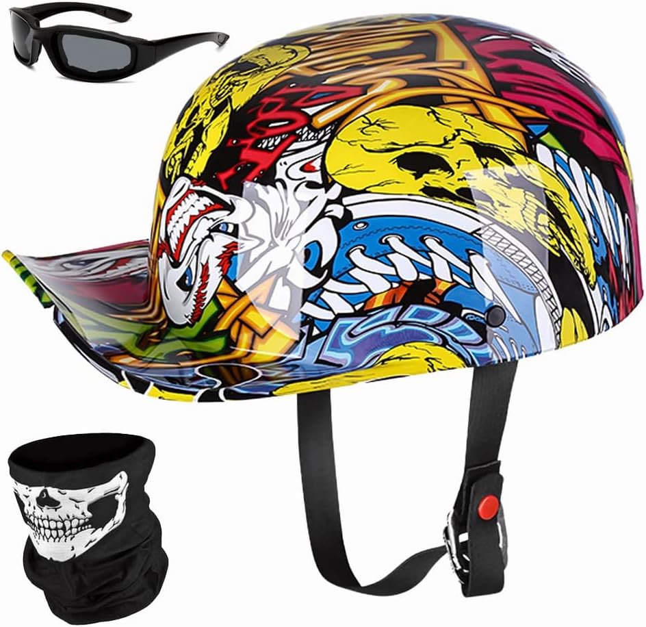 Baseball Motorcycle Helmet Half Cap for Bike Cruiser Chopper