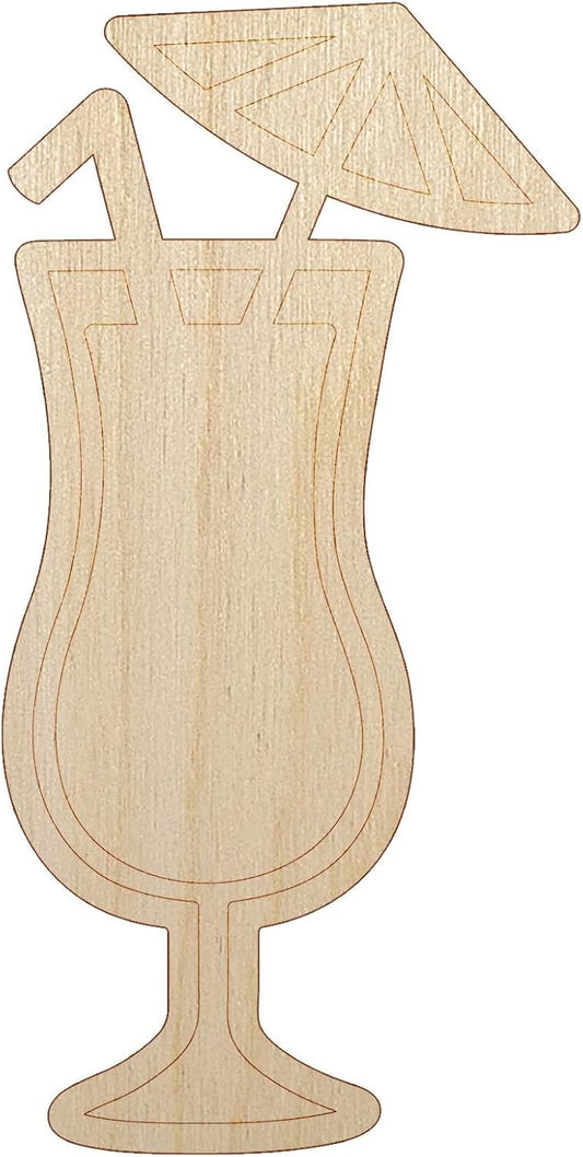 Daiquiri Cocktail Umbrella DIY Wood Cutout - 1/8 Inch Thick - 4.70 Inch