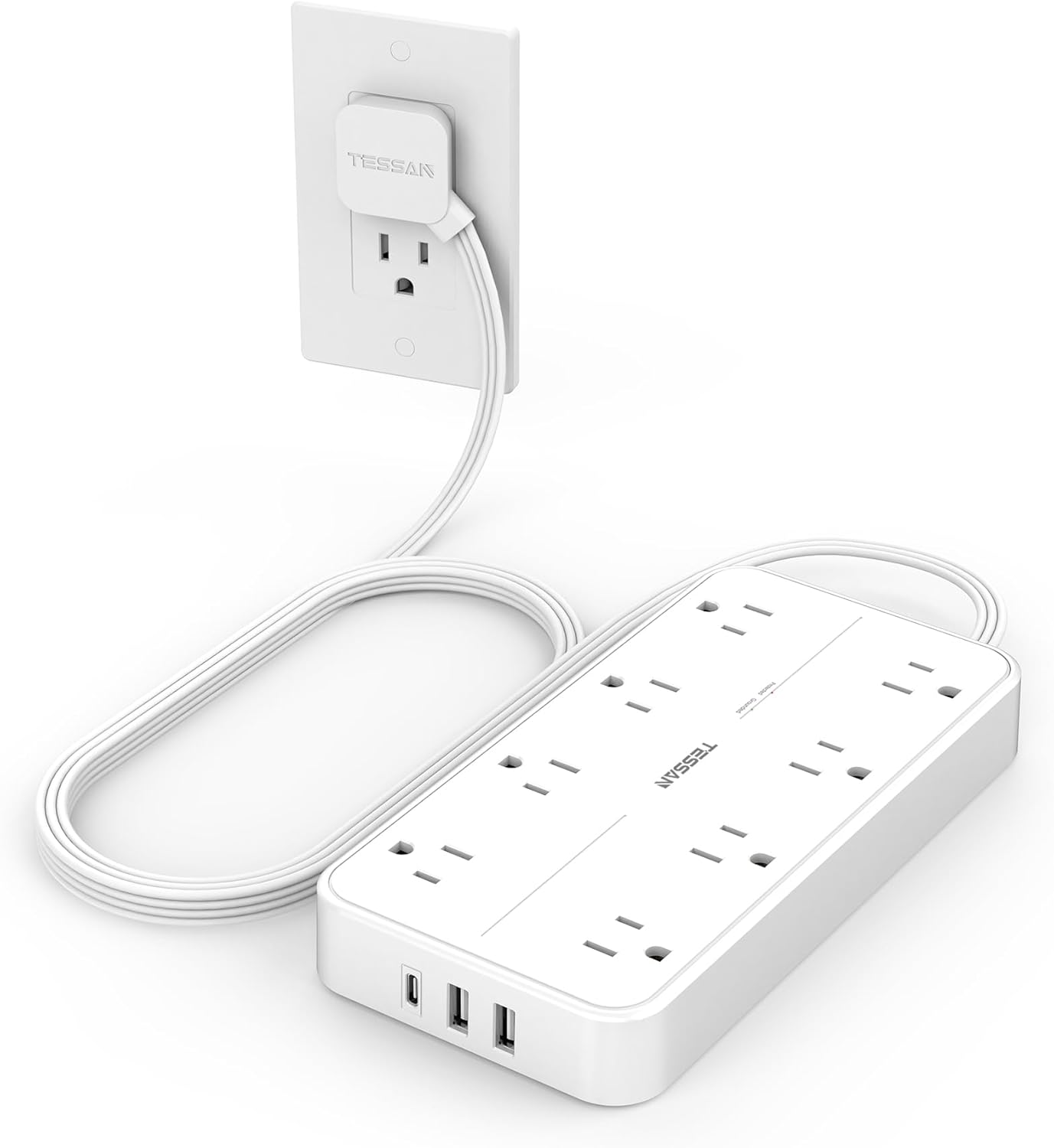 Power Strip with Surge Protection and USB Ports for Charging