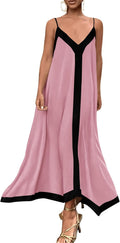 Women's Spaghetti Strap Maxi Dress - Flowing V Neck Summer Dress