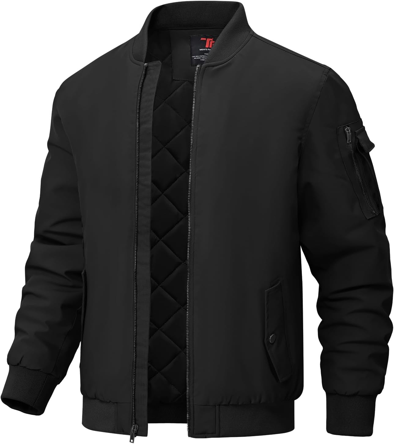 BGOWATU Men's Windproof Quilted Bomber Jacket for Winter Wear