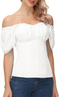 Scarlet Darkness Women Renaissance Off Shoulder Peasant Blouse Jewelry