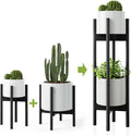 MUDEELA 2 Pack Indoor Plant Stands - 2 Tier Tall Bamboo Stand