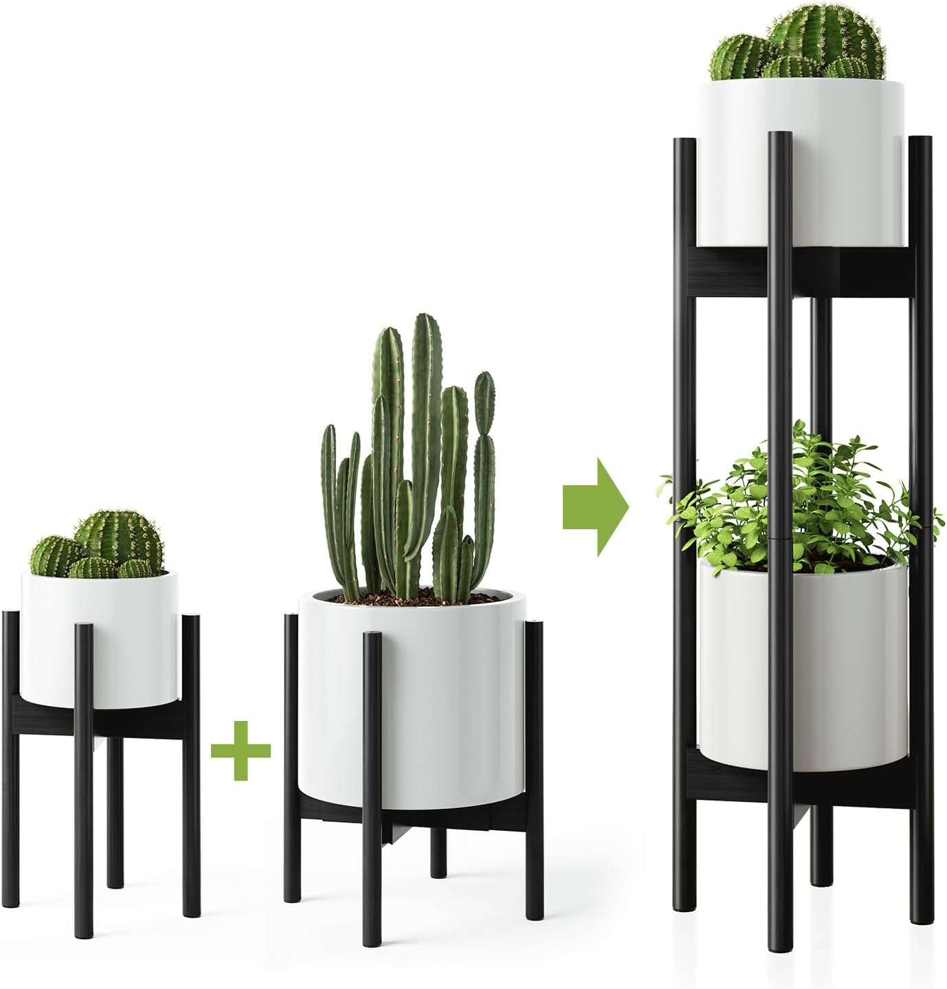 MUDEELA Indoor Plant Stands 2 Pack Adjustable Bamboo 30 in