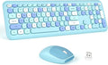 MOFII Blue Wireless Keyboard and Mouse Combo - Full-Sized Silent Keys