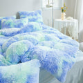 Shaggy Fluffy Plush Duvet Cover Set for Kids Girls Mint Green