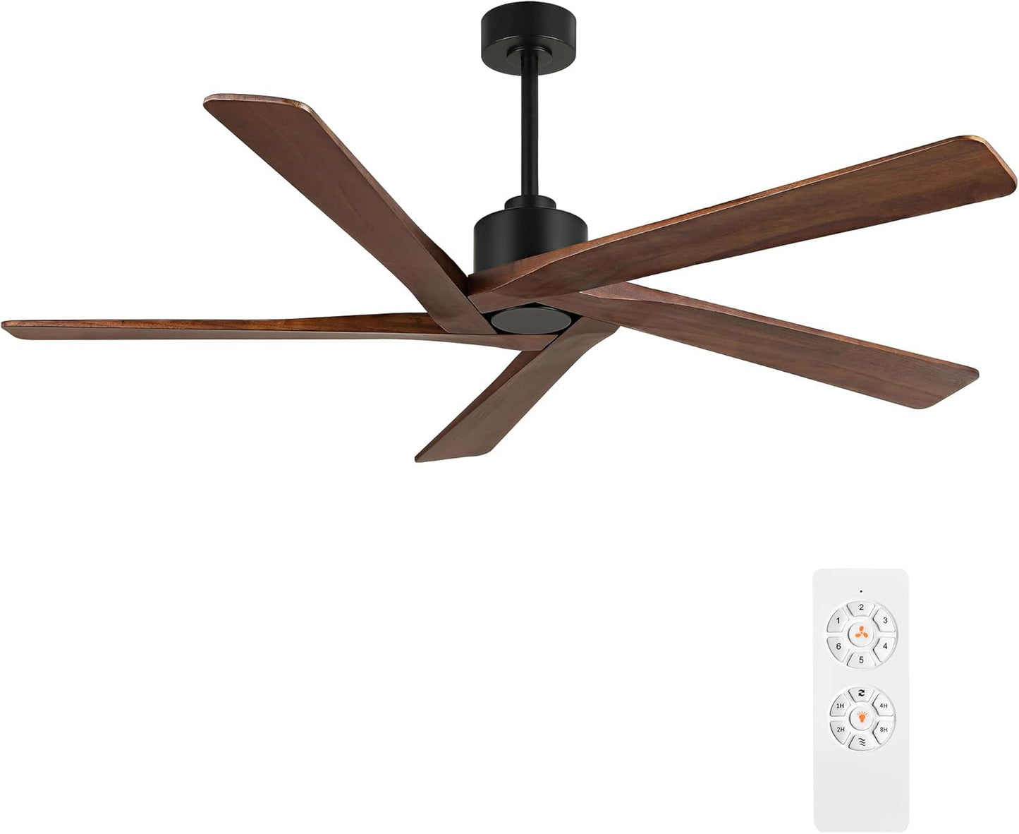 WINGBO 72 in DC Ceiling Fan with 5 Solid Wood Blades