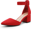 DREAM PAIRS ANNEE Pointed Toe Low Chunky Heels Pump Shoes foot