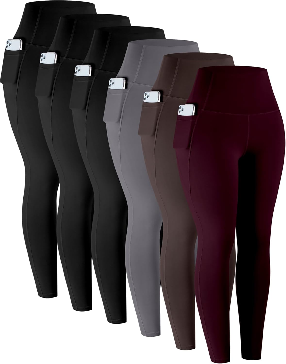 LZYVOO Leggings with Pockets for Women - 6 Pack High Waisted
