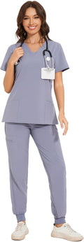 COZYFIT Scrubs for Women V-Neck Top & Cargo Pants Set (Style 459G)