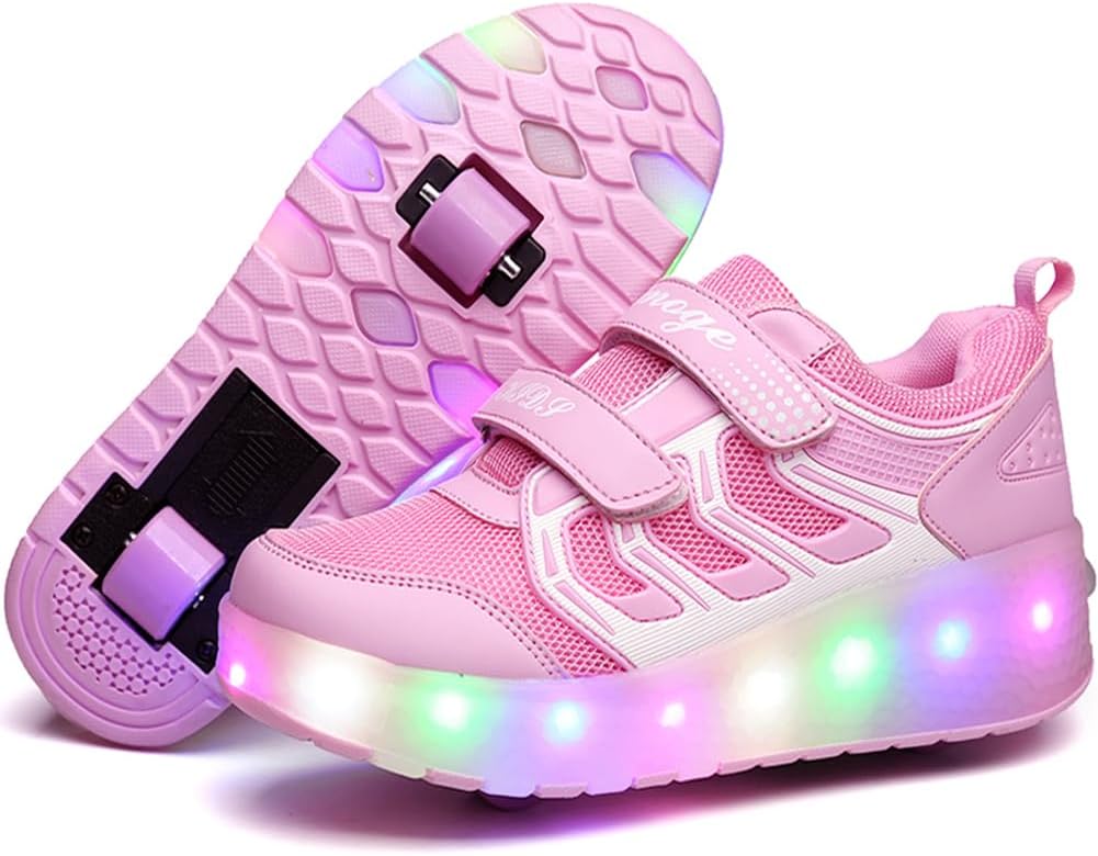 Nsasy Kids Roller Shoes with Wheels and LED Lights for Fun