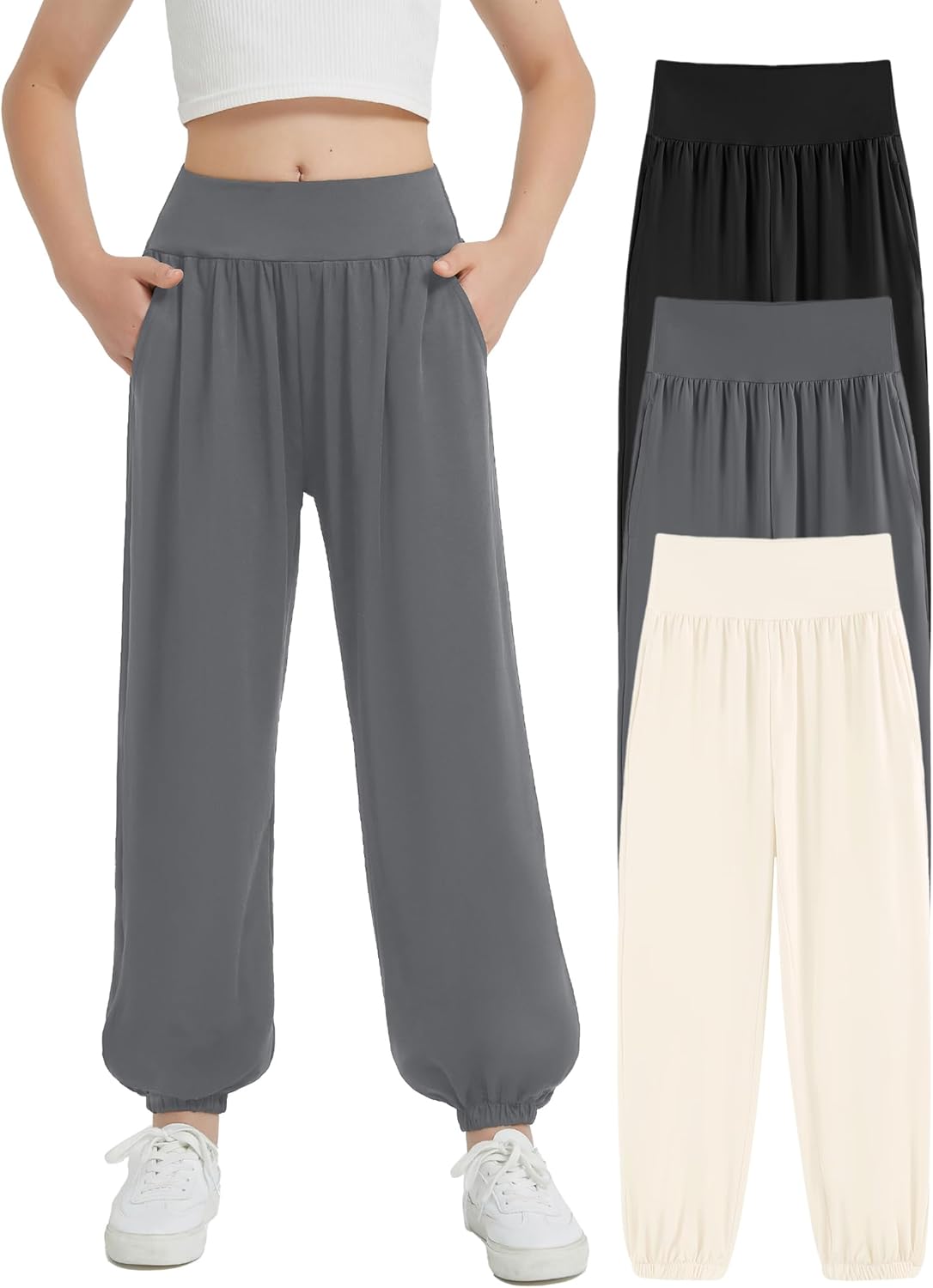 EXARUS Girls Wide Leg Pants for Comfort and Style 6-14Y