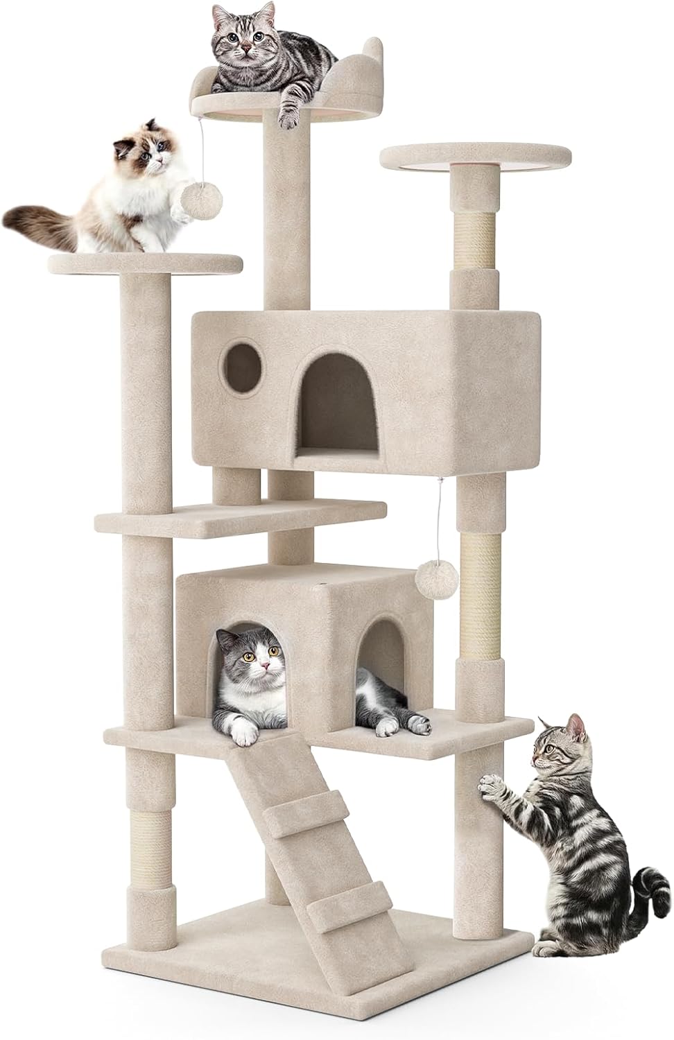 MoNiBloom 60 Inch Cat Tree Tower for Indoor Cats Large Adults