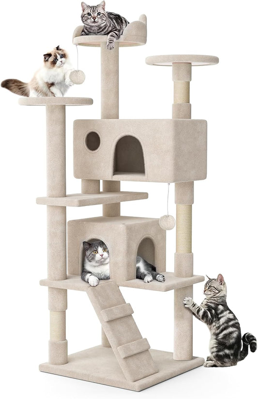 MoNiBloom 60 Inch Cat Tree Tower for Indoor Cats Large Adults