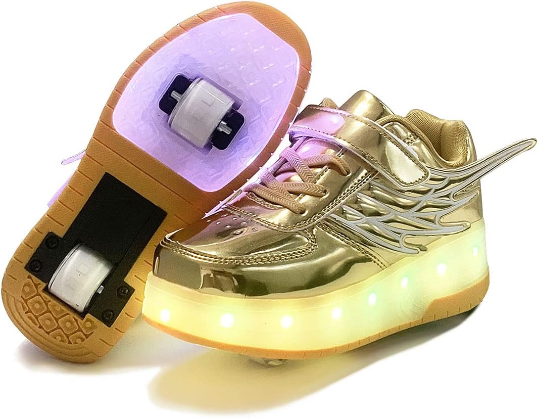 Nsasy Kids Roller Shoes with Wheels and LED Lights for Fun