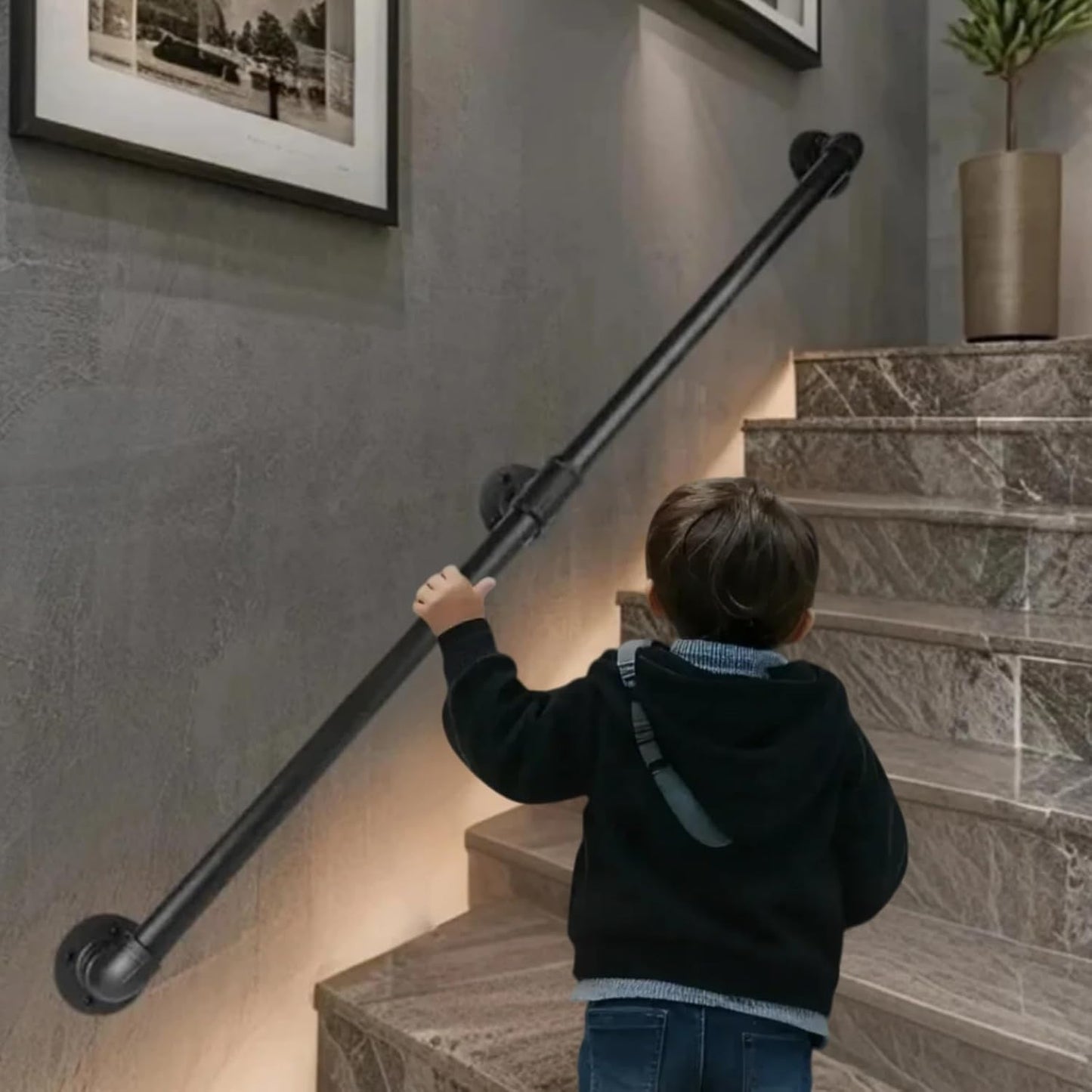 5FT Industrial Pipe Stair Railings for Indoor and Outdoor Use