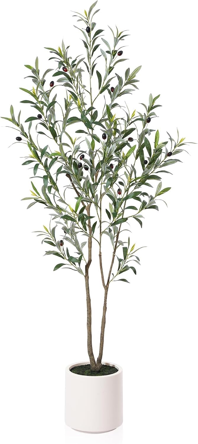 LOMANTO Artificial Olive Trees for Indoor Decor - 5 ft Tall