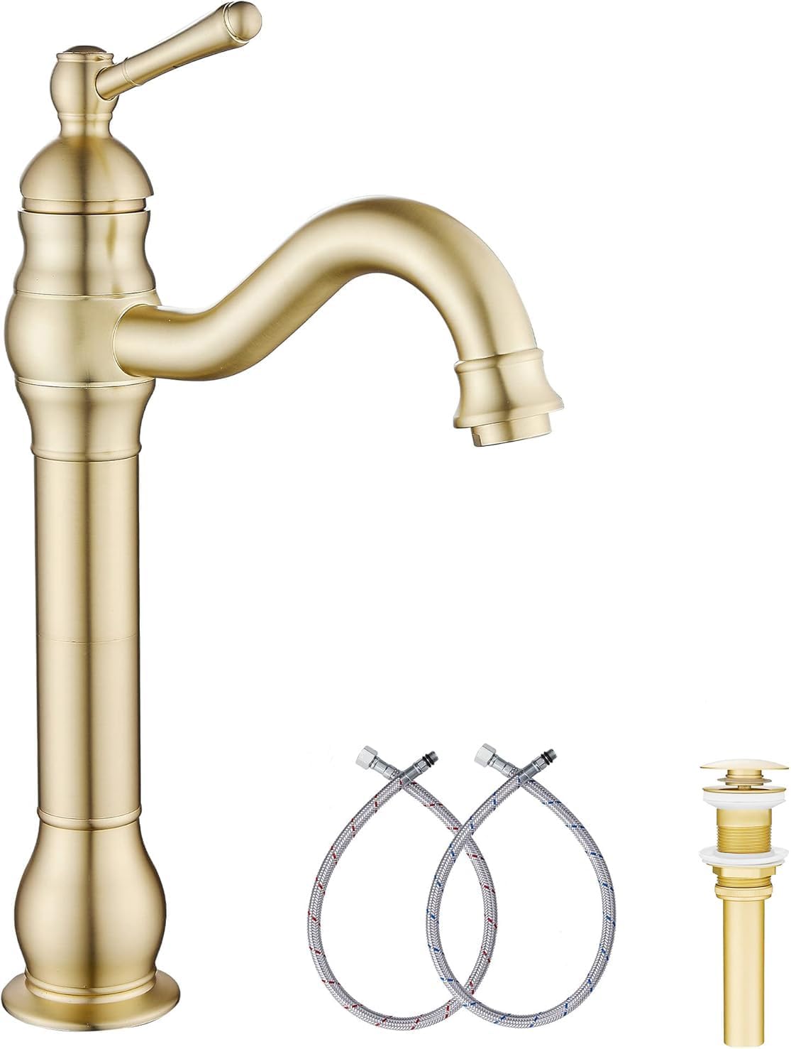 Bathroom Faucet GGStudy 360 Swivel Single-Handle Brushed Gold