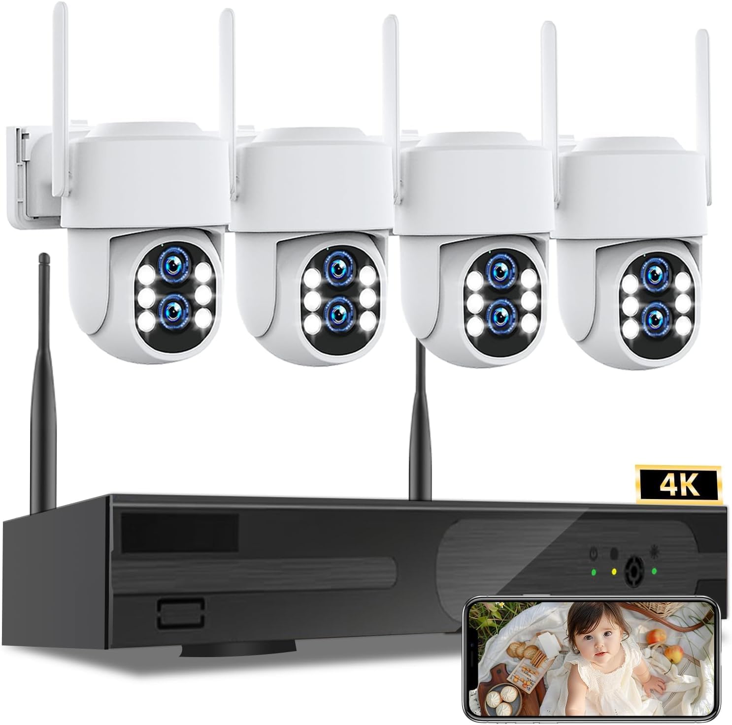 Dual Lens WiFi6 10X Hybrid Zoom Wireless Security Camera System
