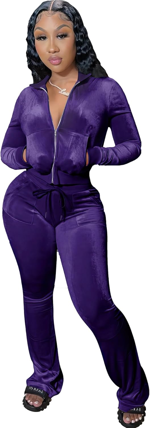 YIDENGYMX Womens Velour Tracksuit for Stylish Comfort and Fit