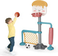 Toddler Basketball Hoop & Soccer Goal Stand - Adjustable 3-in-1