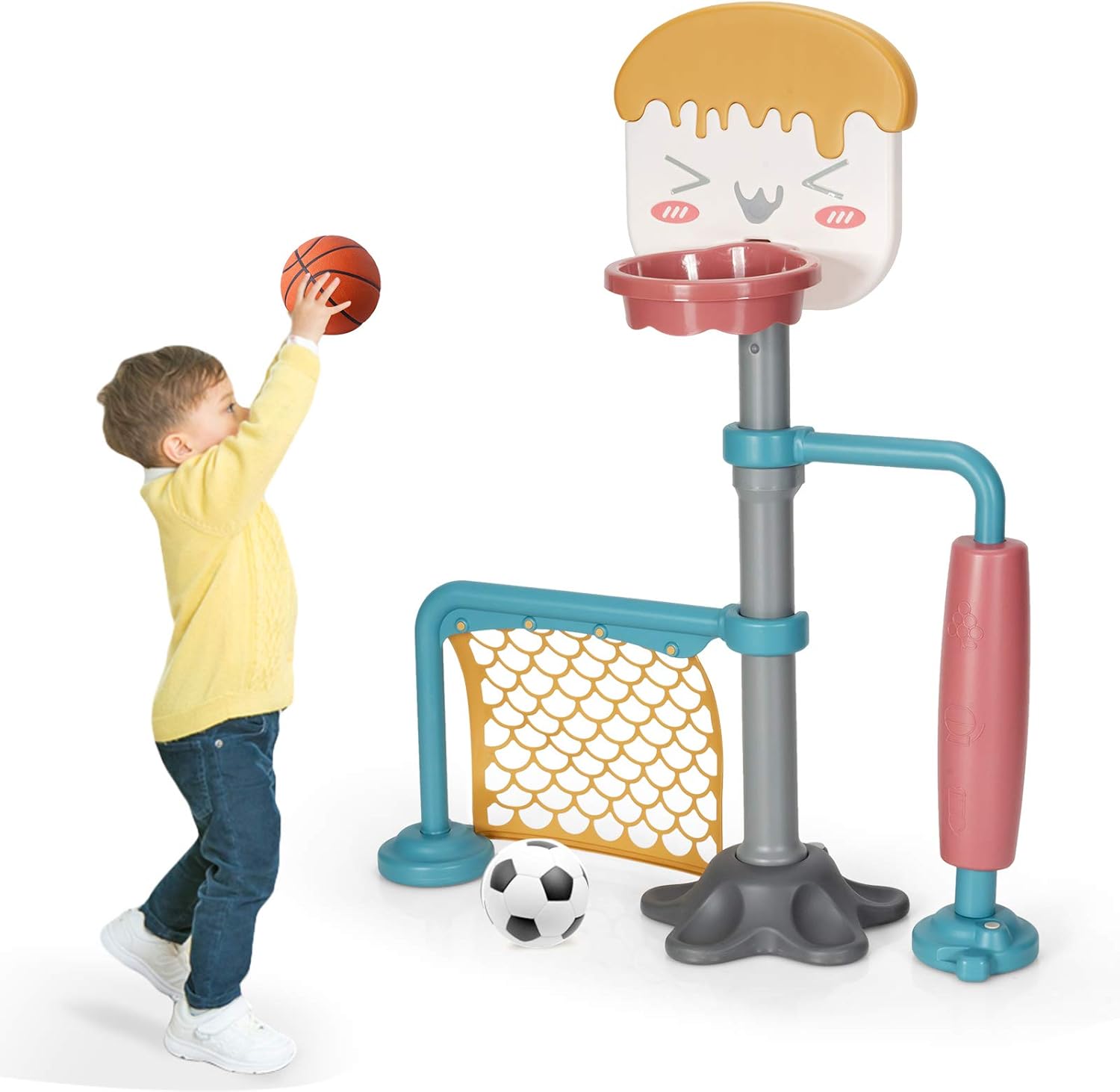 Costzon 3-in-1 Toddler Basketball Hoop & Soccer Goal Stand